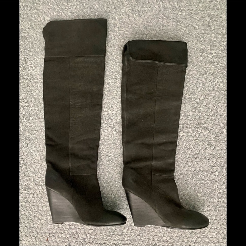 Great ASH Women's Over-The-Knee Wedge Leather Boot - Picture 2 of 13